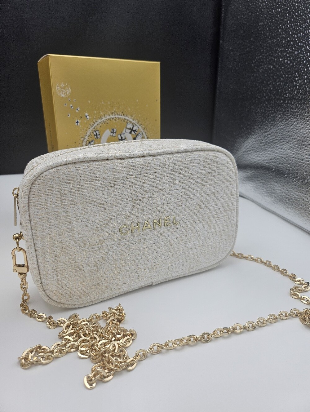 New CHANEL Cream Cosmetic Pouch from Chanel Beauty. - Picture 13 of 16